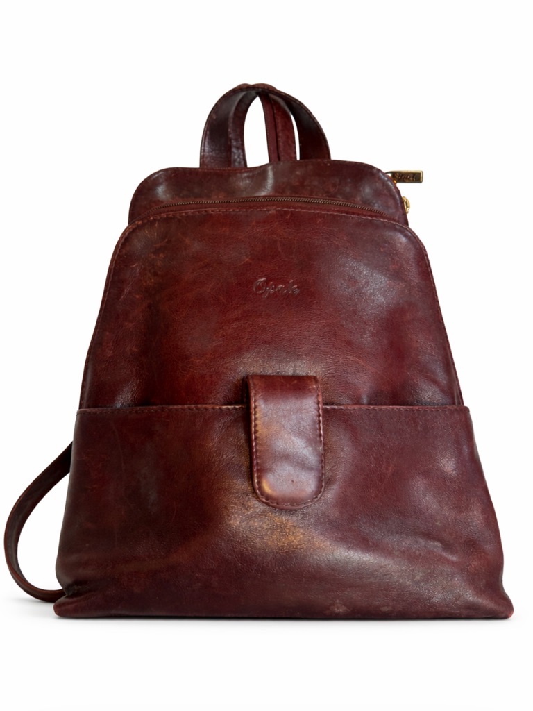 Opale Genuine Leather Burgundy Mohagony Red Backpack